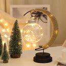 LED Table Lamp Hemp Rope Wrought Iron Moon Ball Decorative Bedside Night Lamp