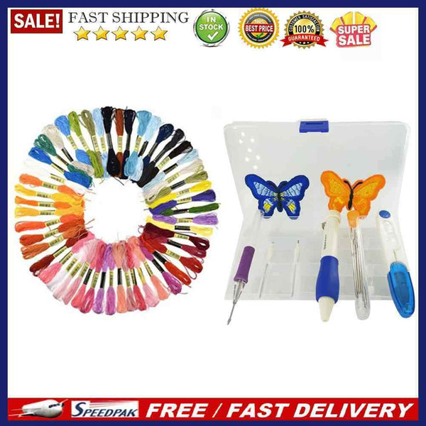Embroidery Tool Set Threads Pen Threaders Kit for DIY Cross Stitch Sewing C