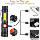 Handheld Flashlight Electric Torch for Hiking Fishing Rechargeable USB Portable
