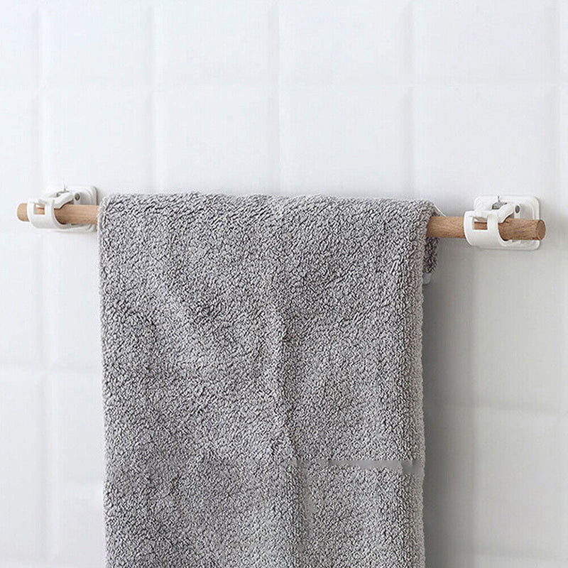 2pcs Self-Adhesive Curtain Rod Holders Bracket Heavy Duty Bathroom Hook Rack Kit
