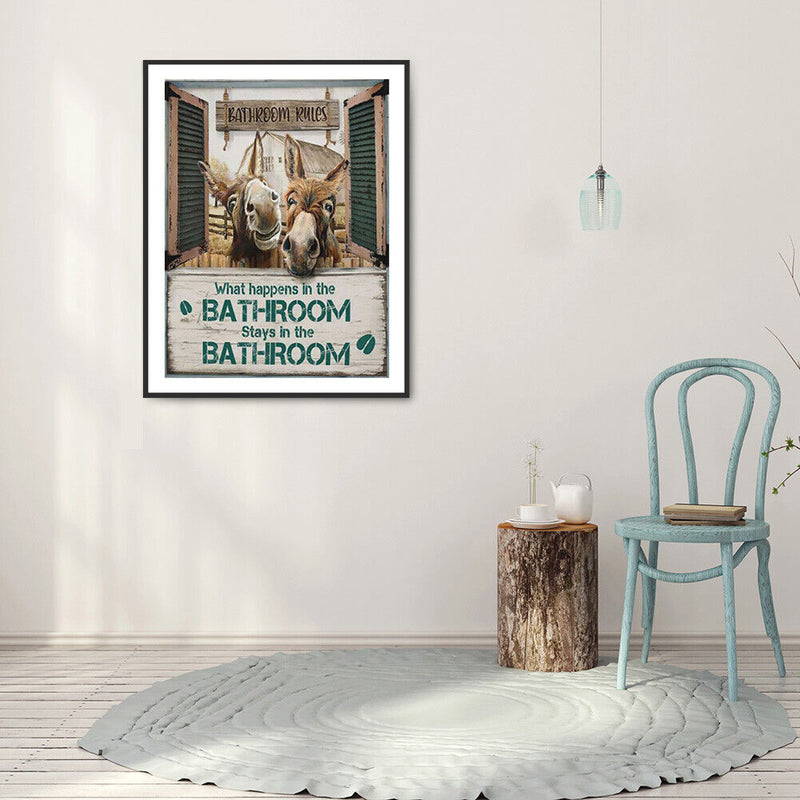 5D Diamond Painting Kit Donkey in Fence Full Round Drill Rhinestone DIY Wall Art