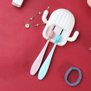 Cactus Wall Mounted Toothbrush Holder Bathroom Toothpaste Organizer (White)
