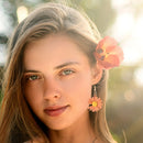 Korean Daisy Hook Dangle Earrings Women Sweet Flower Ear Jewelry (Pink) Newly