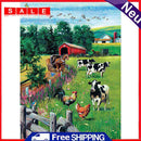 5D DIY Full Drill Round Shape Farm Cow Rhinestone Diamond Drawing for Home