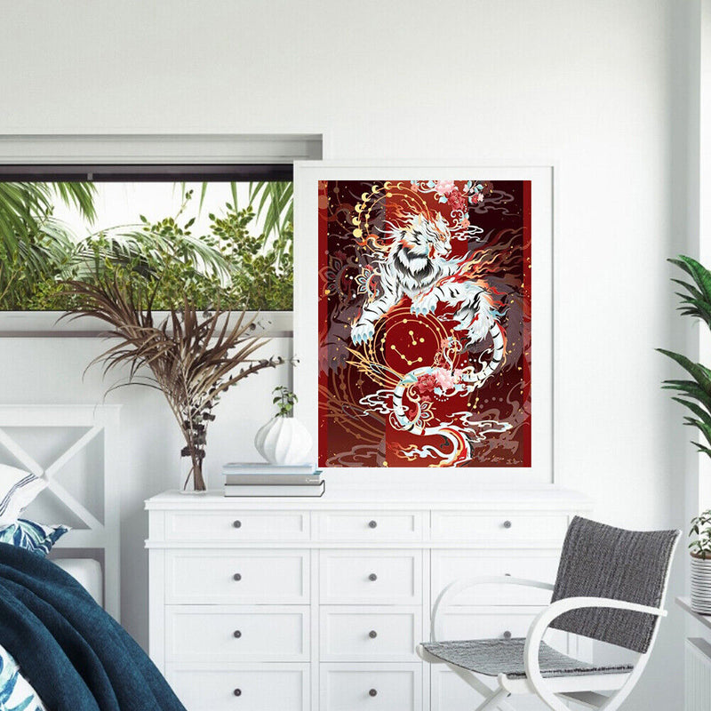 Full Cross Stitch 11CT Mythical Beast White Tiger Stamped Embroidery (2)