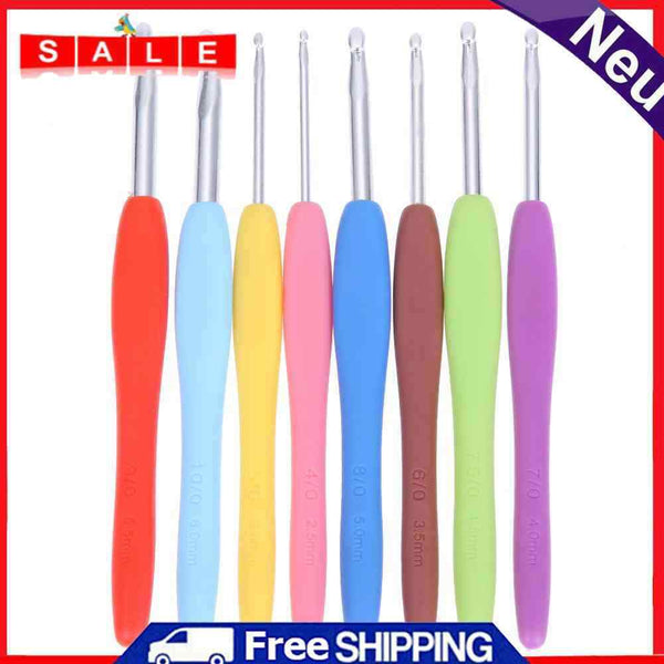 8pcs/Set Soft TPR Handle Crochet Hook Knitting Needles Weave DIY Tools