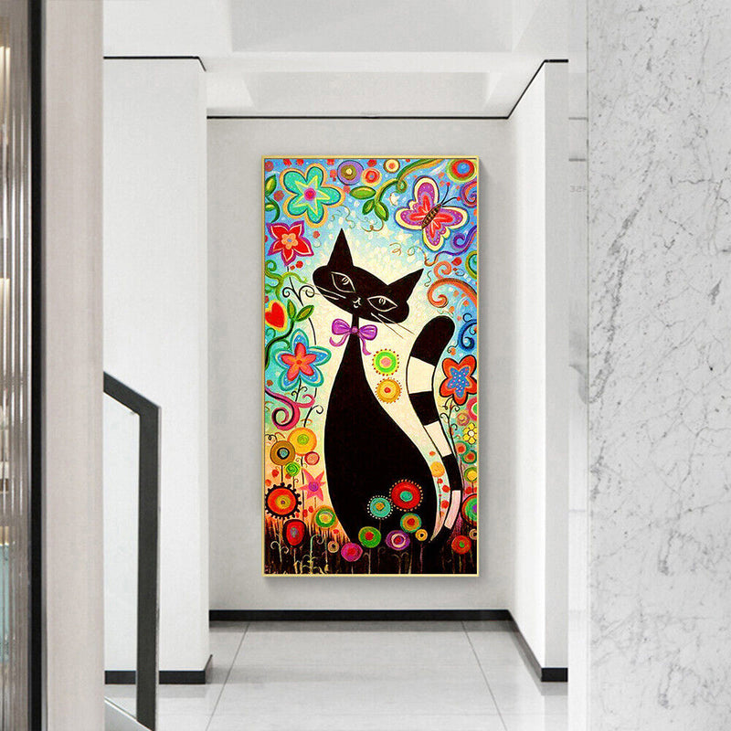 Cartoon Flower Cat Oil Paint By Numbers Wall Art Craft Coloring Drawing for Kids