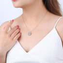 Women Long Necklace Heart Shaped & Four Leaf Grass Convertible Pendant Neckla