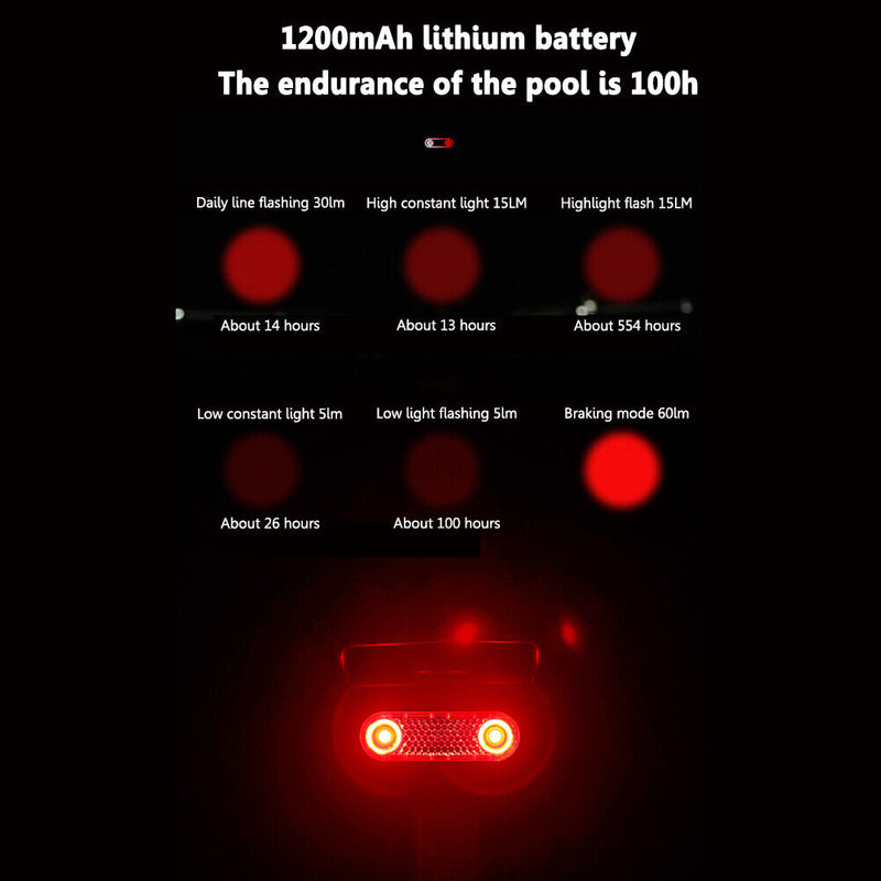 LED Bike Rack Taillight USB Charging Bicycle Rear Seat Reflective Lights Newly