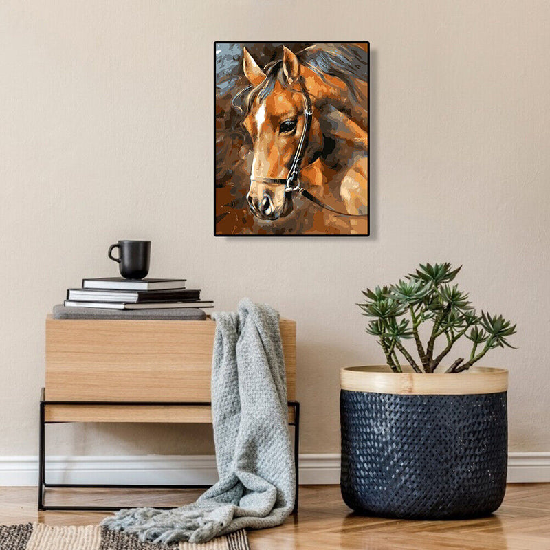 Hand Painted Craft Frameless DIY Sad Horse Painting By Numbers Kit Picture