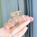 Small Peach Heart Peach Crystal Shark Clip Back Head Clip Small Clip Hair P4O5
