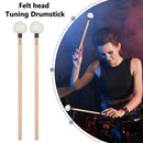 2pcs Soft Felt Head Mallets with Wood Handle Bass Drumsticks Hammer (Black)