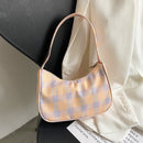 Retro Women Plaid Printing Shoulder Underarm Bag Casual Ladies Small Hobos Purse