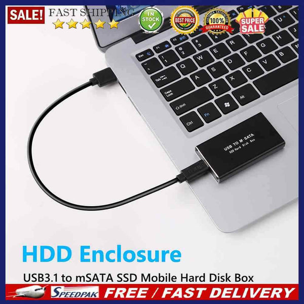HDD Enclosure Mobile HDD Case mSATA to Type-C 3.1 Adapter SSD Disk Box Tools