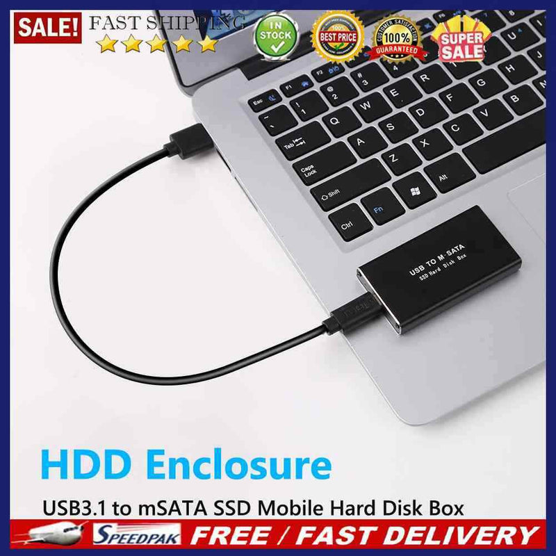 HDD Enclosure Mobile HDD Case mSATA to Type-C 3.1 Adapter SSD Disk Box Tools