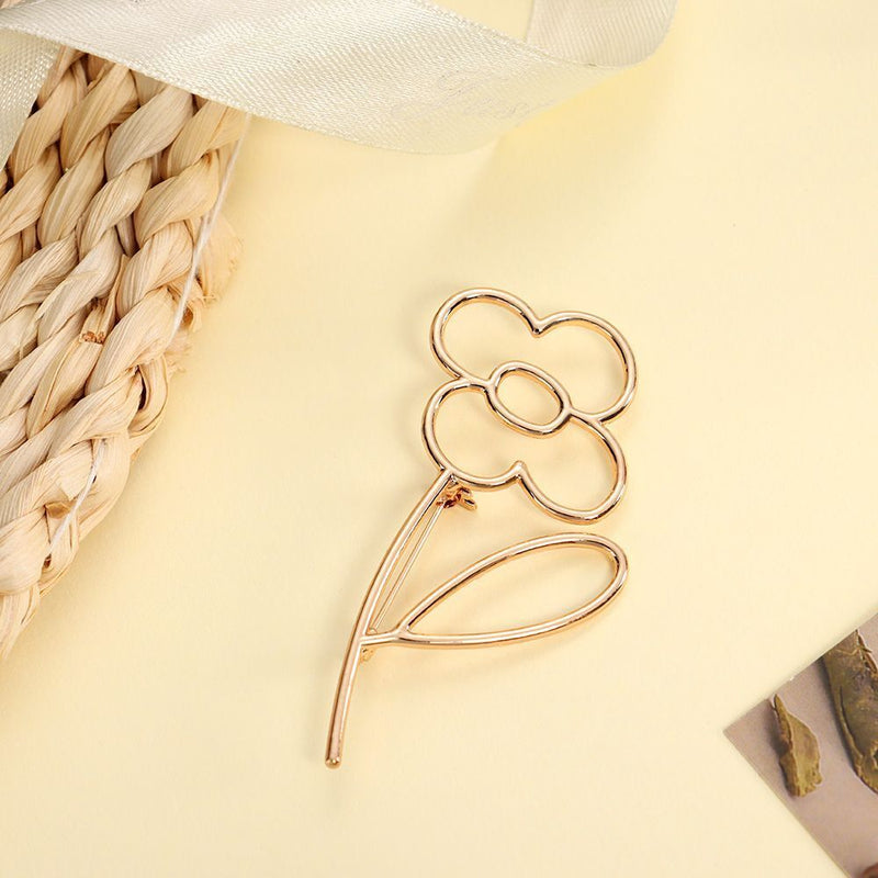 Women Scarf Buckle Simple Pin Lapel Hollow Fashion Alloy Flower Brooch