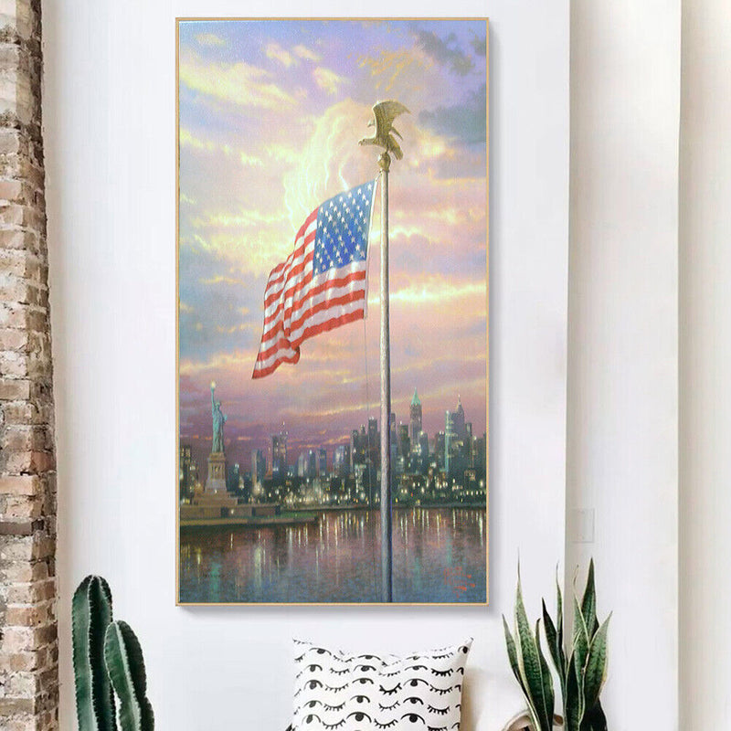 Diamond Painting Full Round Drill American Flag Rhinestone Modern Handmade Cr
