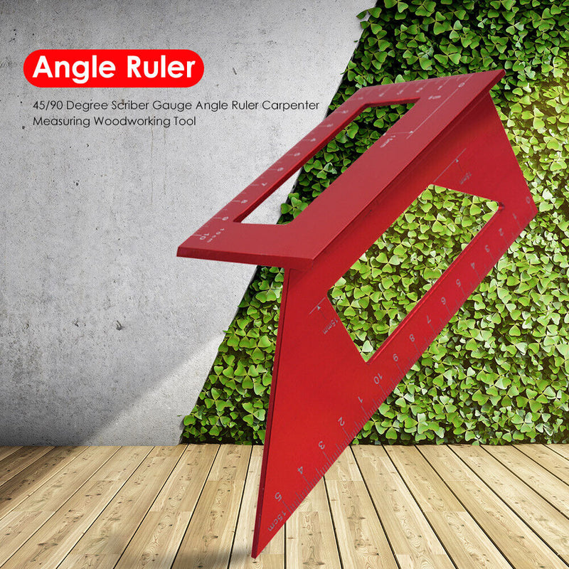 45/90 Degree Gauge Angle Ruler Carpenter Measuring Woodworking Tool (Red) Newly