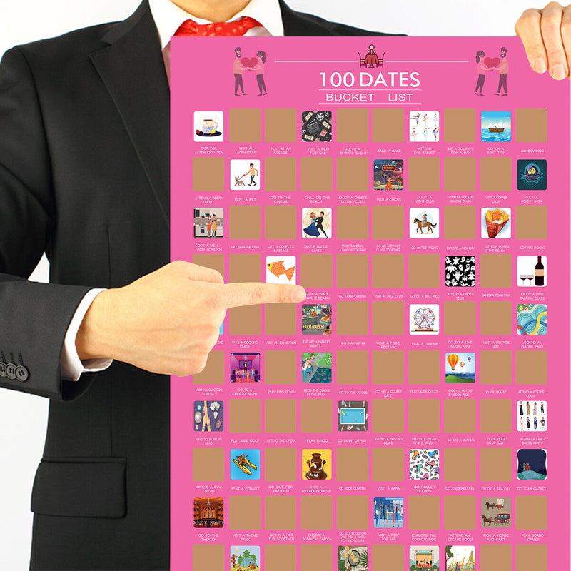 100 Date Scratch Off Poster - Wall Art Decor Bucket List Scratch Poster Newly