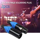 1 Pair XLR 3Pin Male Female DIY Audio Cable Connectors Solder Plug (Blue) Newly
