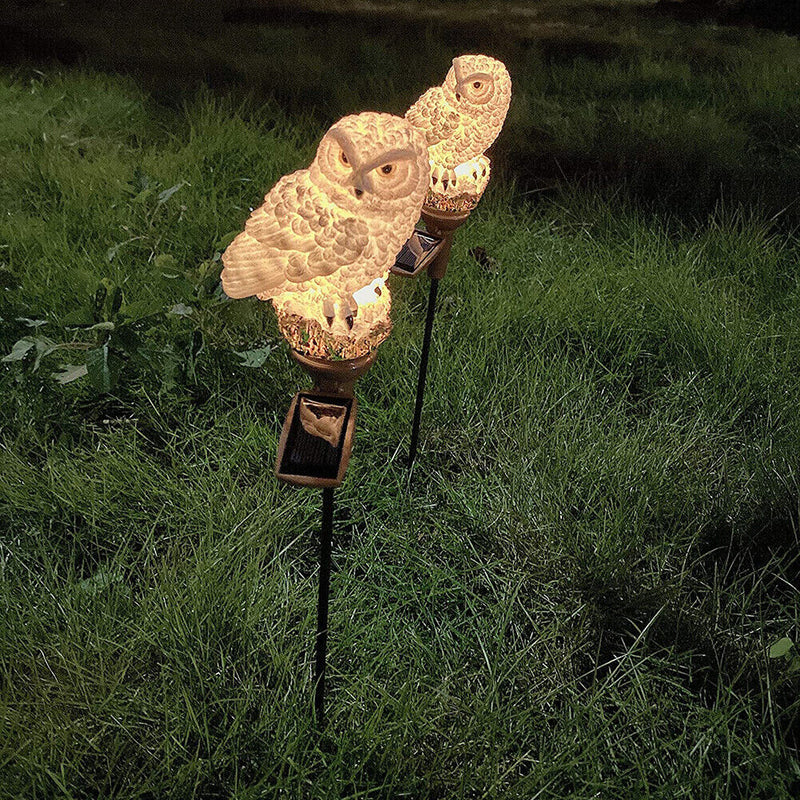LED Solar Lights Owl Lawn Stakes Lamp Yard Art Home Garden Decor (Brown) Newly