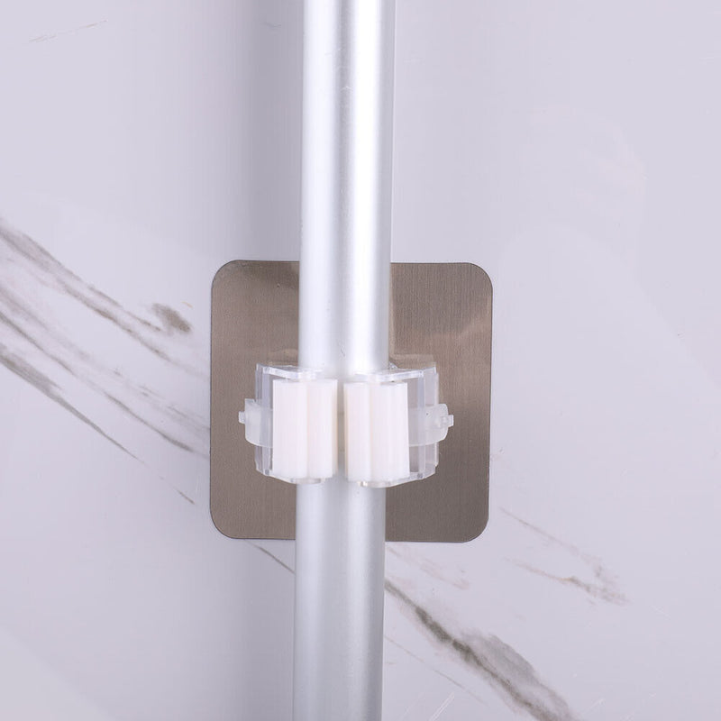 Adhesive Hooks Kitchen Bathroom Wall Mop Hanger Broom Holder Rack (White) Newly