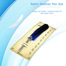 Calligraphy Feather Dip Pen+5 Nib Writing Ink Quill Fountain Pen (Blue) Newly