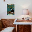 Retro Iron Painting Black Cat Overturning Flowerpot Wall Art Poster (20x30cm)