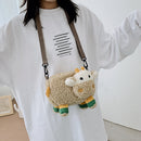 Cute Women Plush Lamb Shoulder Crossbody Bag Casual Ladies Small Handbags