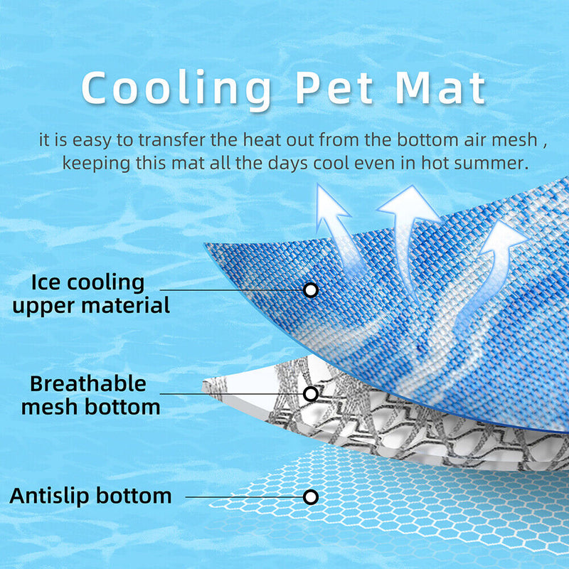 #A Pet Ice Silk Cool Bed Summer Dog Cooling Mat Washable Breathable Sleeping Pad
