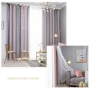 Gradient Hollow Star Curtain Bedroom Full Blackout Window Drapes (Grey)