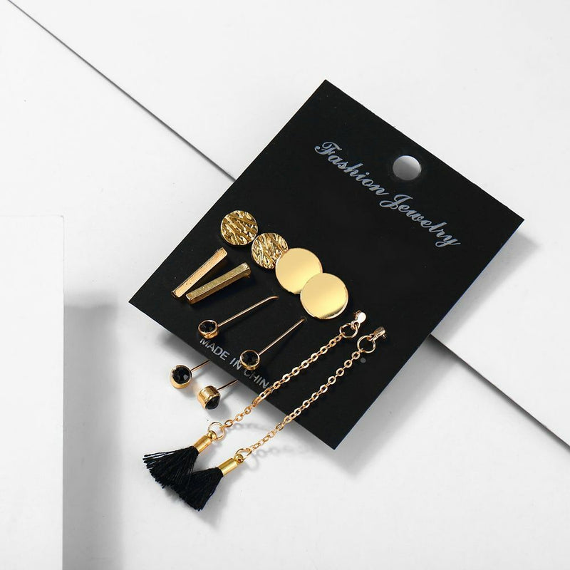 Women Acrylic Statement Long Dangle Drop Tassel Ear stud Earring Sets Alloy