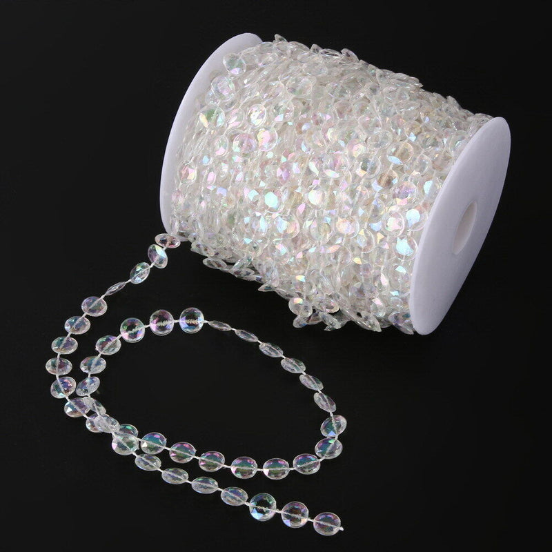 99FT Garland Diamond Acrylic Crystal Bead Curtain Wedding DIY Party Decor