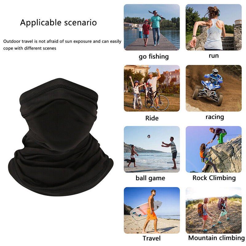 Cycling Camping Neck Tube Scarf Ice Silk Outdoor Running Bandana (black) Newly