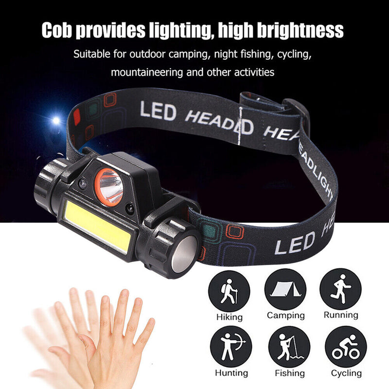 Outdoor COB Floodlight USB Rechargeable Strong Headlamp Torch (Induction)