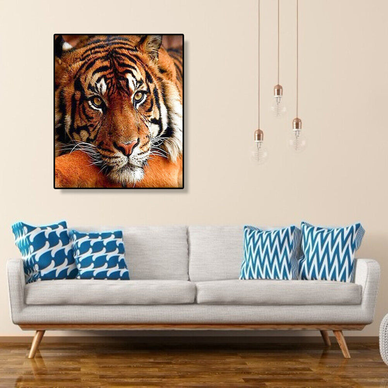 Painting By Numbers Kit DIY Quiet Tiger Hand Painted Canvas Oil Art Picture Gift