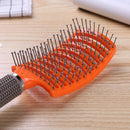 Pro Anti-Static Scalp Massager Hair Brush Curved Row Hairstyle Comb (Orange