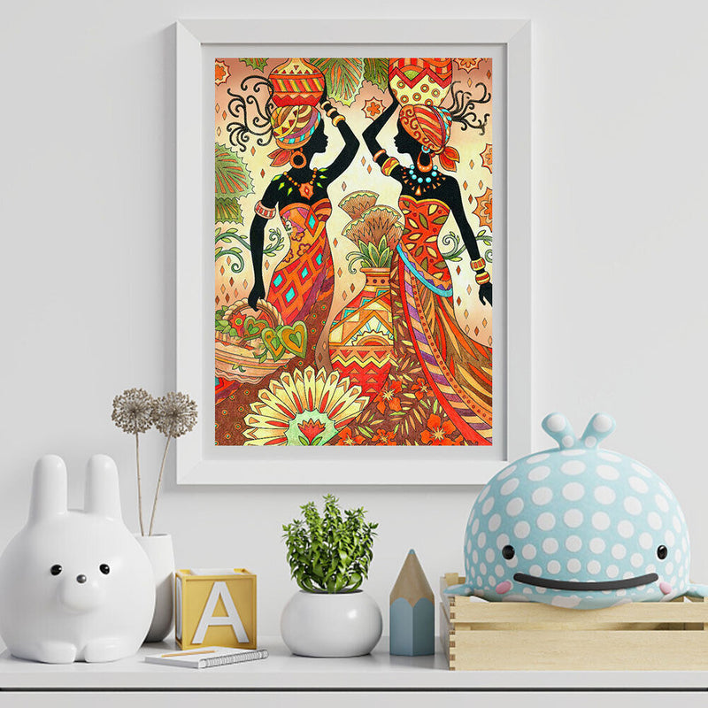 5D DIY Diamond Painting Kits Full Round Drill African National Art Mosaic Crafts