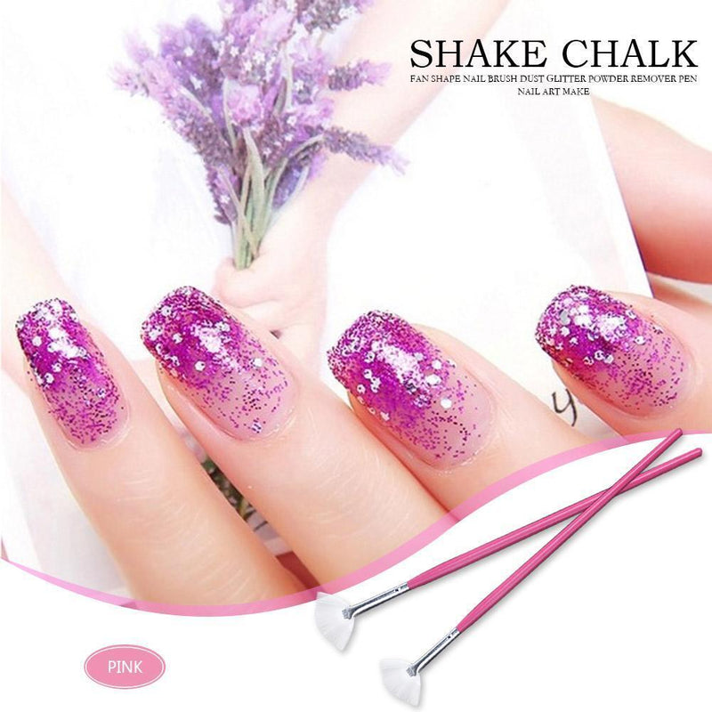 Fan Shape Nail Brush Dust Glitter Powder Remover Pen Nail Art Makeup Tool