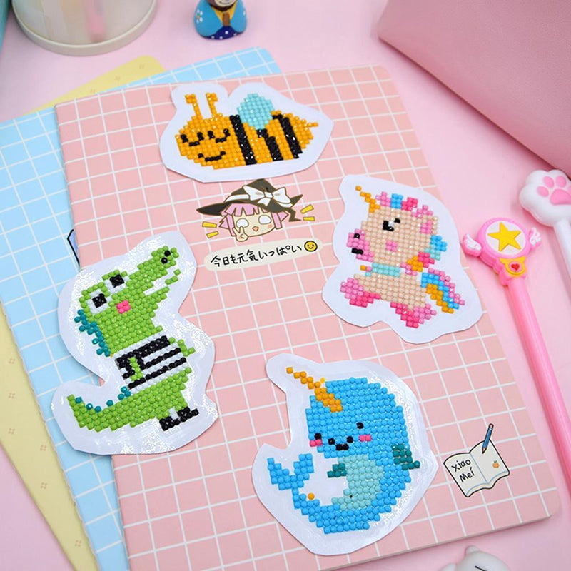DIY Full Drill Round Cartoon Animal Diamond Painting Xmas Children Stickers
