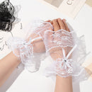 Gothic Lace Bowknot Bracelets Wrist Cuffs Fingerless Gloves Sunscreen Gloves