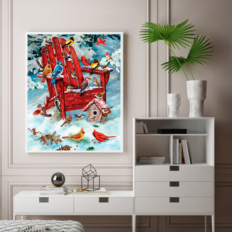 Birds in Snow Oil Paint By Numbers Kit DIY Acrylic Painting on Canvas Craft