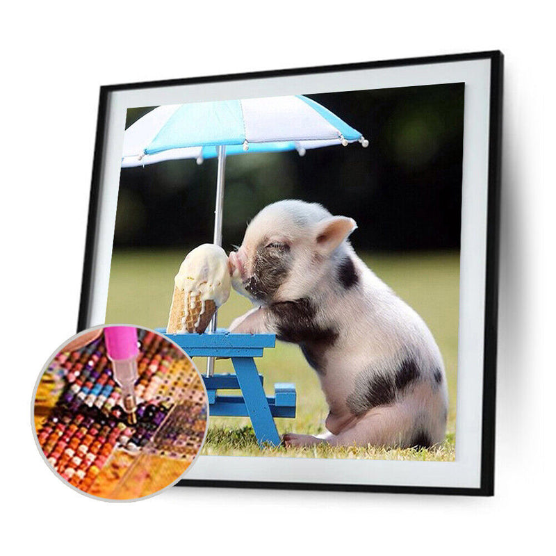 5D DIY Full Drill Diamond Painting Pig Cross Stitch Embroidery Kit (1) Newly