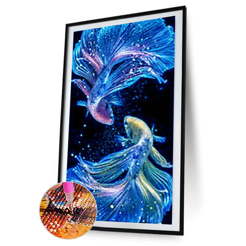 Diamond Painting 5D DIY Blue Fish Full Round Drill Rhinestone Mosaic Picture Kit