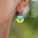 Trendy Ukrainian National Flag Earrings Women Round Glass Hook Dangle (5)