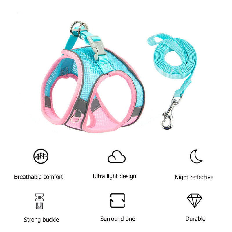 Adjustable Reflective Breathable Pet Harness with Lead Leash for Dog Cat Vest