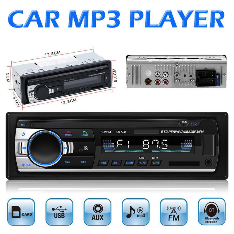 Universal Car MP3 Player In Dash Aux Input Bluetooth 4.0 FM Radio Receiver