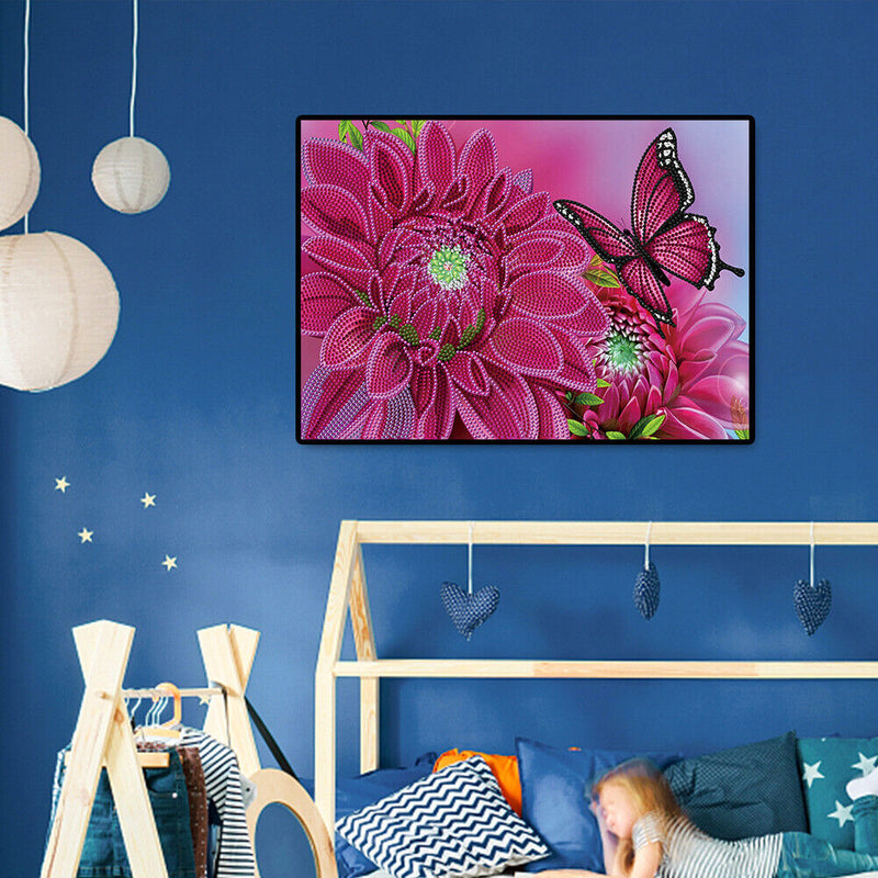 5D Special Shaped Diamond Painting Flower Butterfly DIY Rhinestone Mosaic Wall