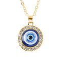 Evil Eye Pendant Necklace Chain - Third Blue Eyes Amulet Ojo Dainty Necklac