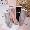 Skin-friendly Embroidered Touch Screen Plush Winter Warm Gloves For Women
